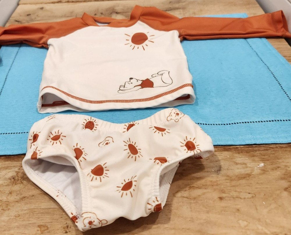 Disney Baby Winnie The Pooh Rash Guard Bathing Suit. UPF 50 6 to 9 Months